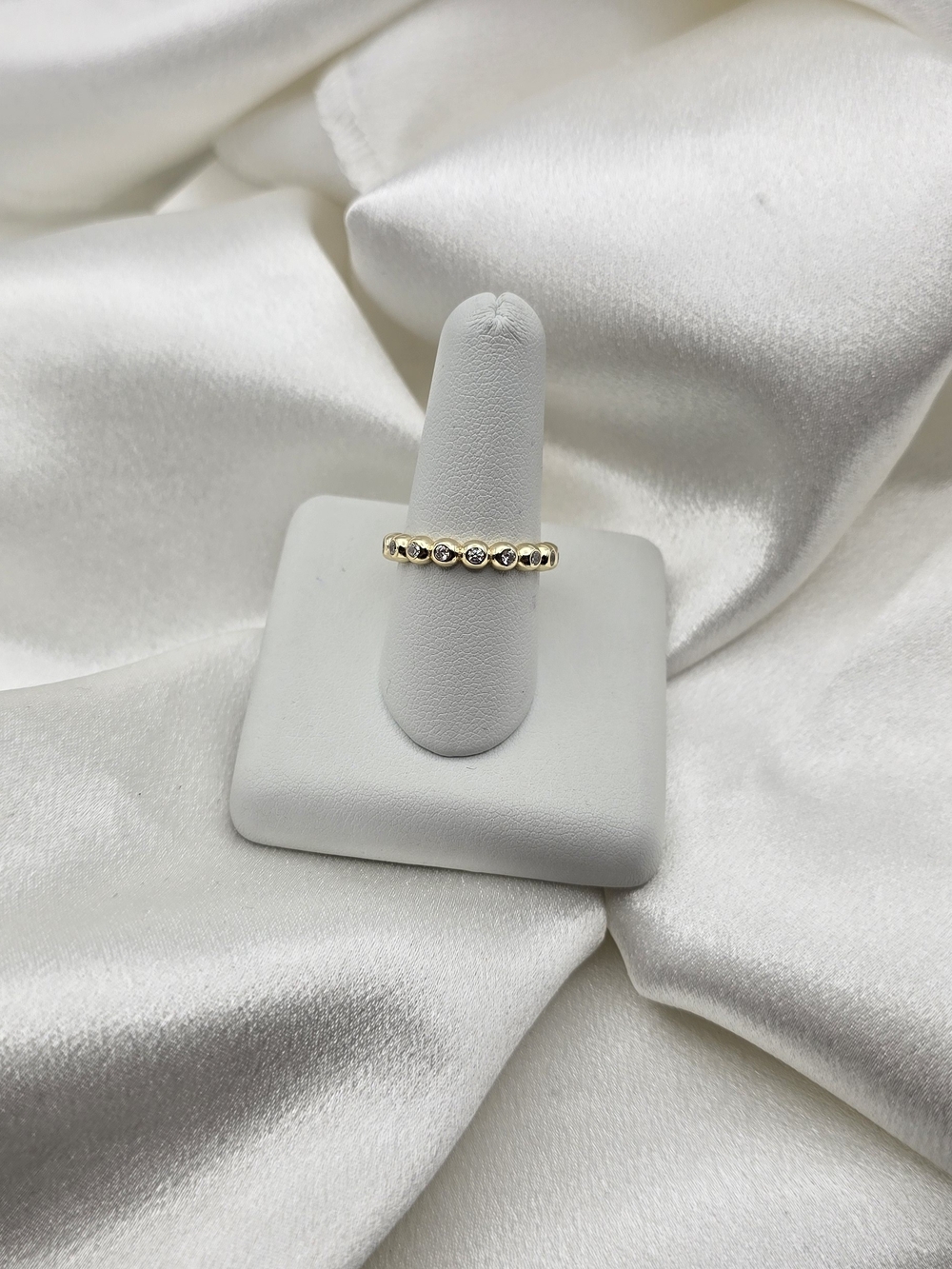 Gold Over Sterling Silver 925 Bead CZ Bezel Band Ring